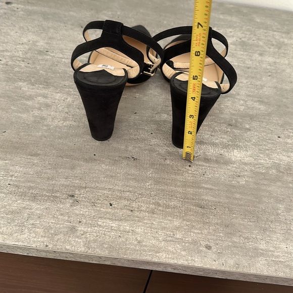 Jimmy Choo Black Suede Block Heels Ankle Strap Pointed Toe Shoes Size 39 1/2 - Picture 10 of 10